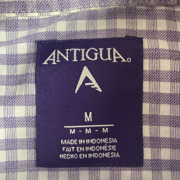EUC Mens Antigua Medium TCU Purple & White Button down Shirt - Picture 3 of 9